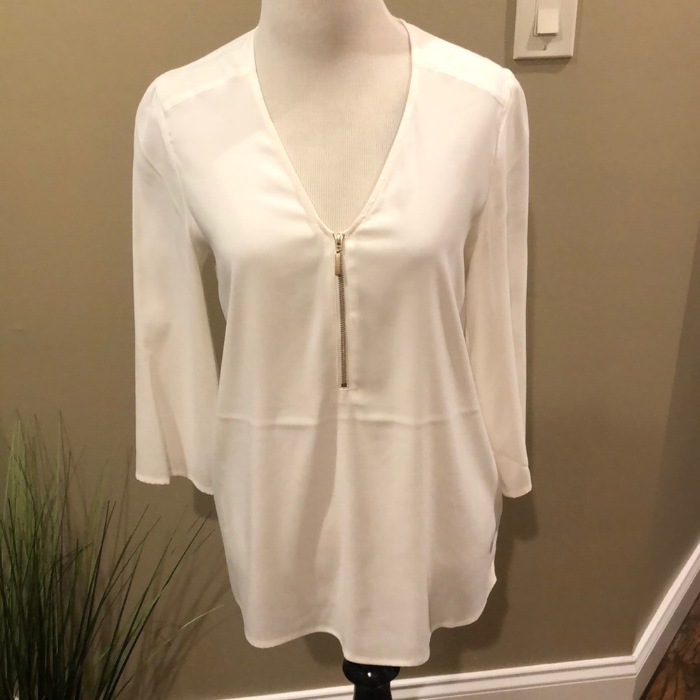 White blouse with gold hardware! Size small!